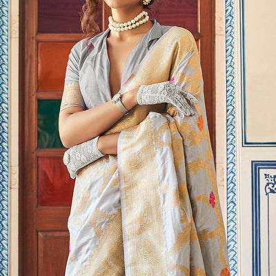 grey-festive-wear-woven-silk-saree-with-tassels-141172