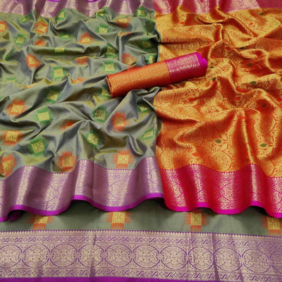 grey-festive-wear-woven-soft-banarasi-silk-saree-122586