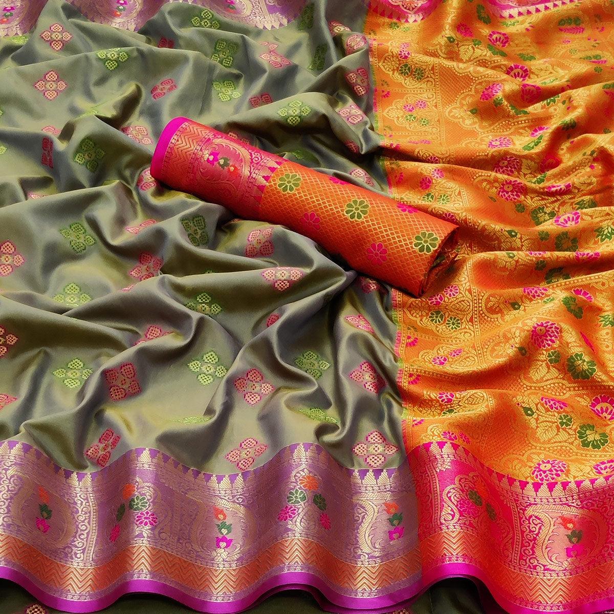 grey-festive-wear-woven-soft-banarasi-silk-saree-122583