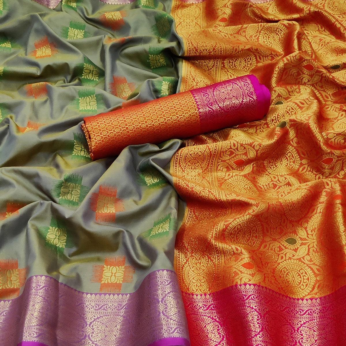 grey-festive-wear-woven-soft-banarasi-silk-saree-122586