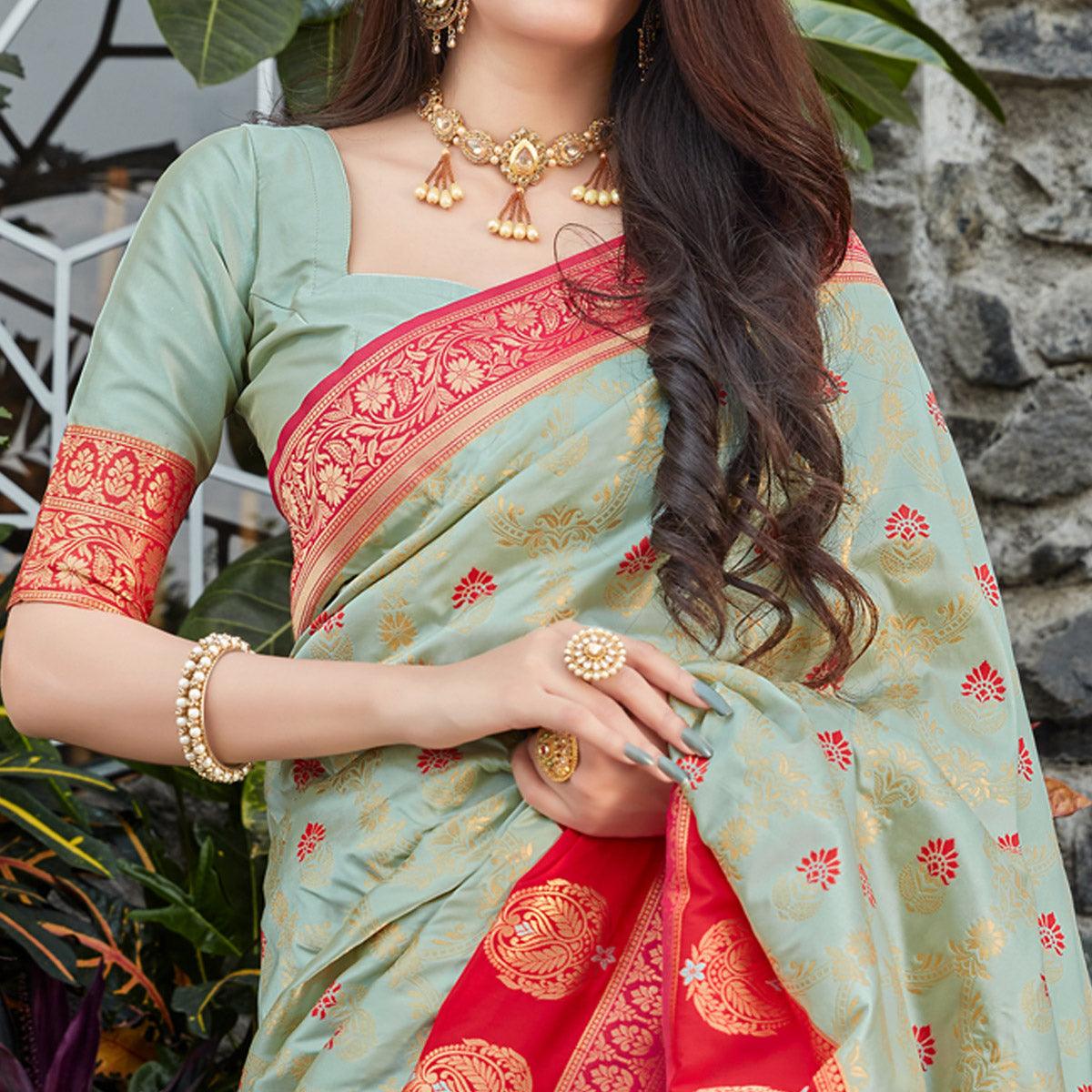 grey-festive-wear-woven-soft-banarasi-silk-saree-130917