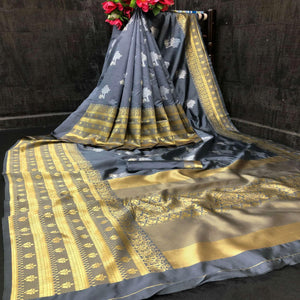 grey-festive-wear-woven-soft-lichi-silk-saree-128182