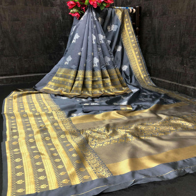 grey-festive-wear-woven-soft-lichi-silk-saree-128182