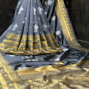 grey-festive-wear-woven-soft-lichi-silk-saree-128182