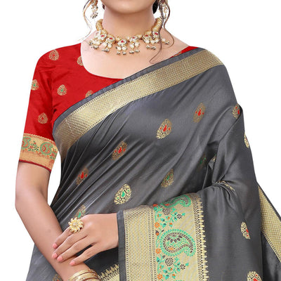 grey-festive-wear-woven-with-meena-butta-lining-pallu-soft-silk-saree-112140