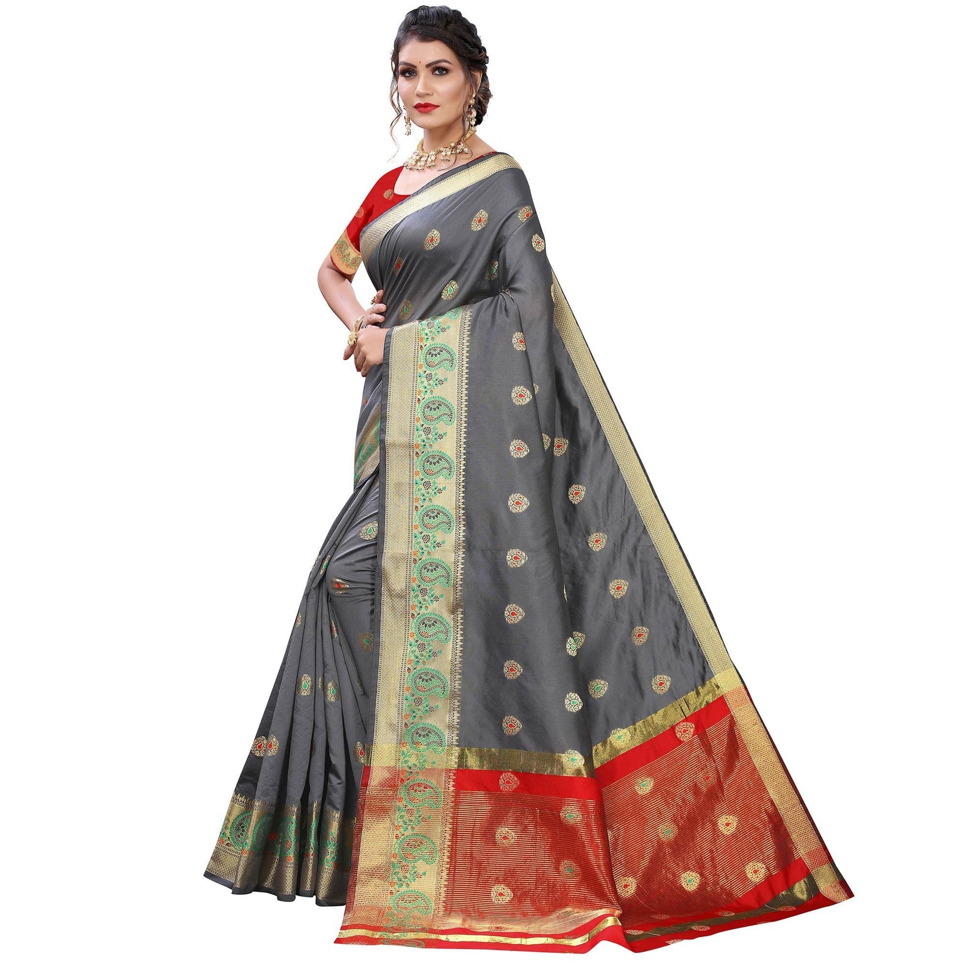 grey-festive-wear-woven-with-meena-butta-lining-pallu-soft-silk-saree-112140