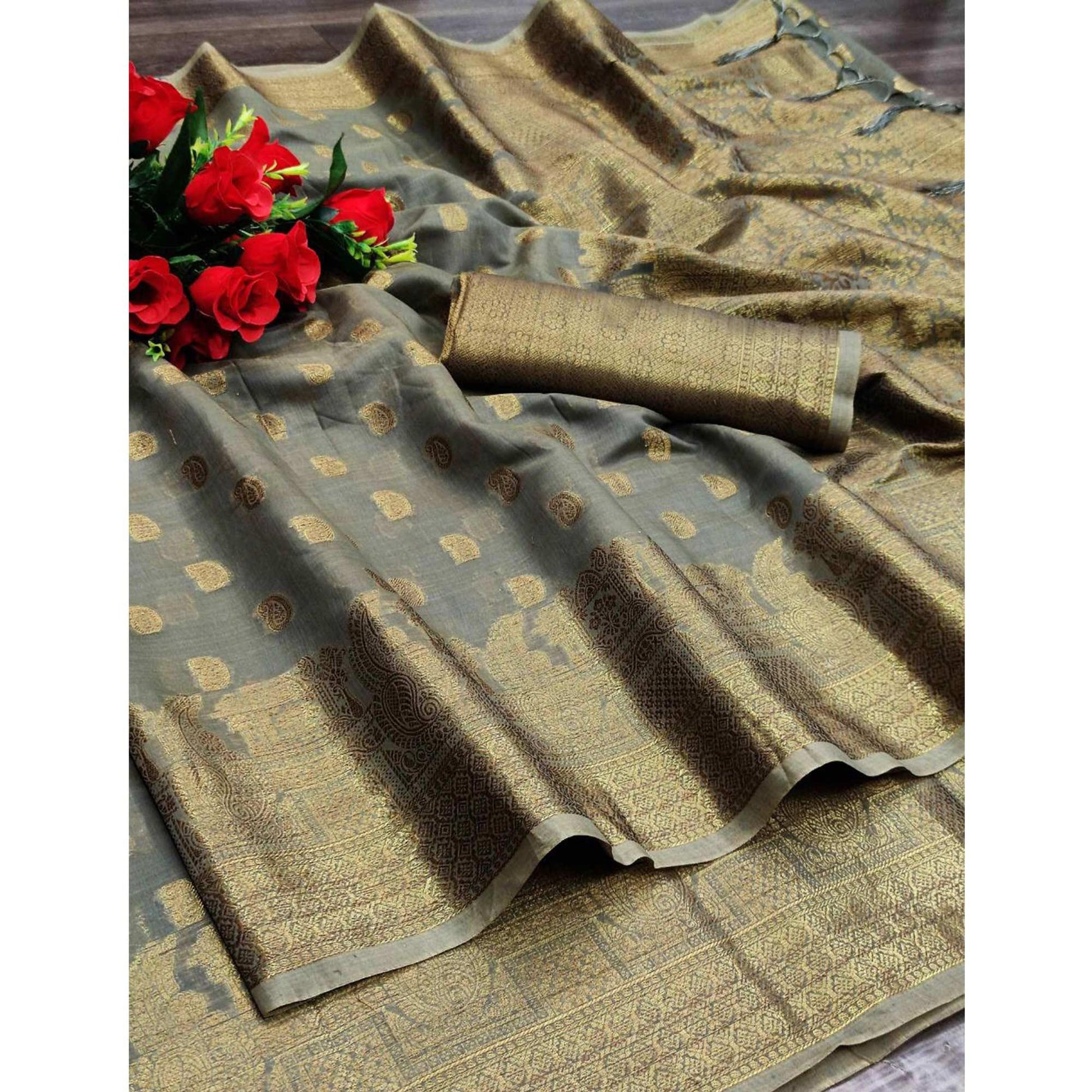 grey-festive-wear-woven-with-meena-butta-rich-pallu-cotton-saree-112327