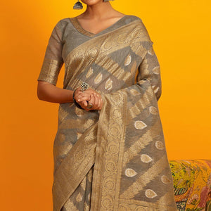 grey-festive-wear-zari-work-cotton-saree-137900