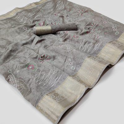 grey-floral-and-geometric-printed-dola-silk-saree