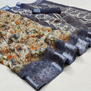 grey-floral-digital-printed-linen-saree-satin-border