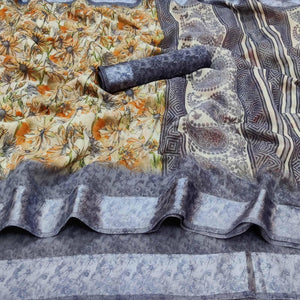 grey-floral-digital-printed-linen-saree-satin-border