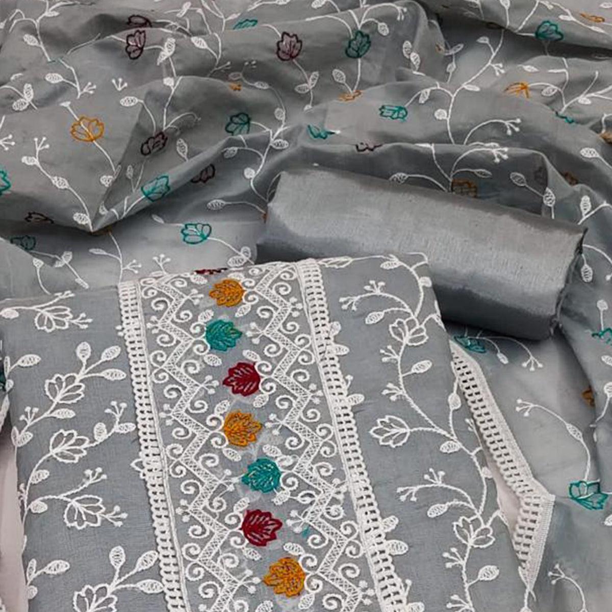 grey-floral-embroidered-chanderi-dress-material-145095