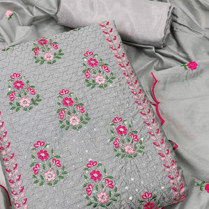 grey-floral-embroidered-chanderi-dress-material-1
