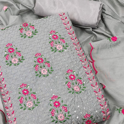 grey-floral-embroidered-chanderi-dress-material-1