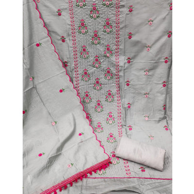 grey-floral-embroidered-chanderi-dress-material-1