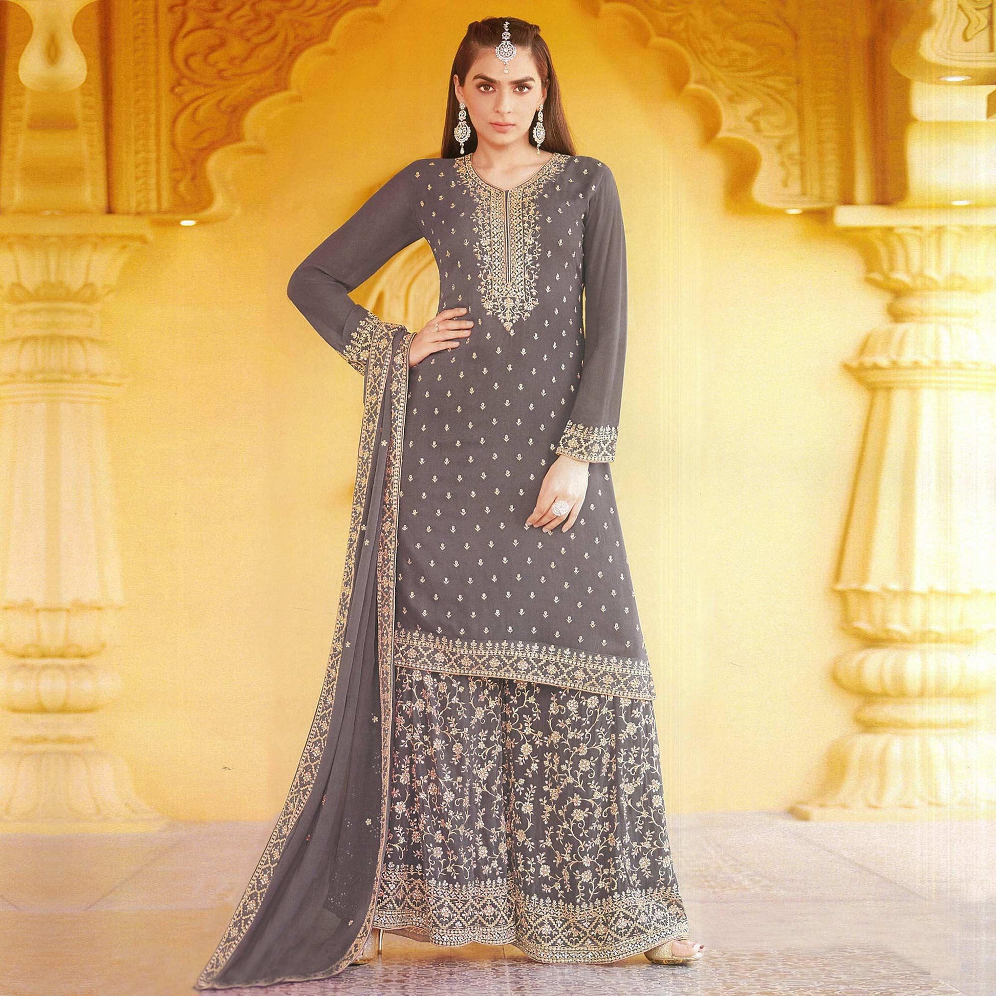grey-floral-embroidered-georgette-sharara-suit