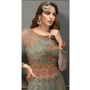 grey-partywear-floral-embroidered-handwork-soft-net-gown-128483