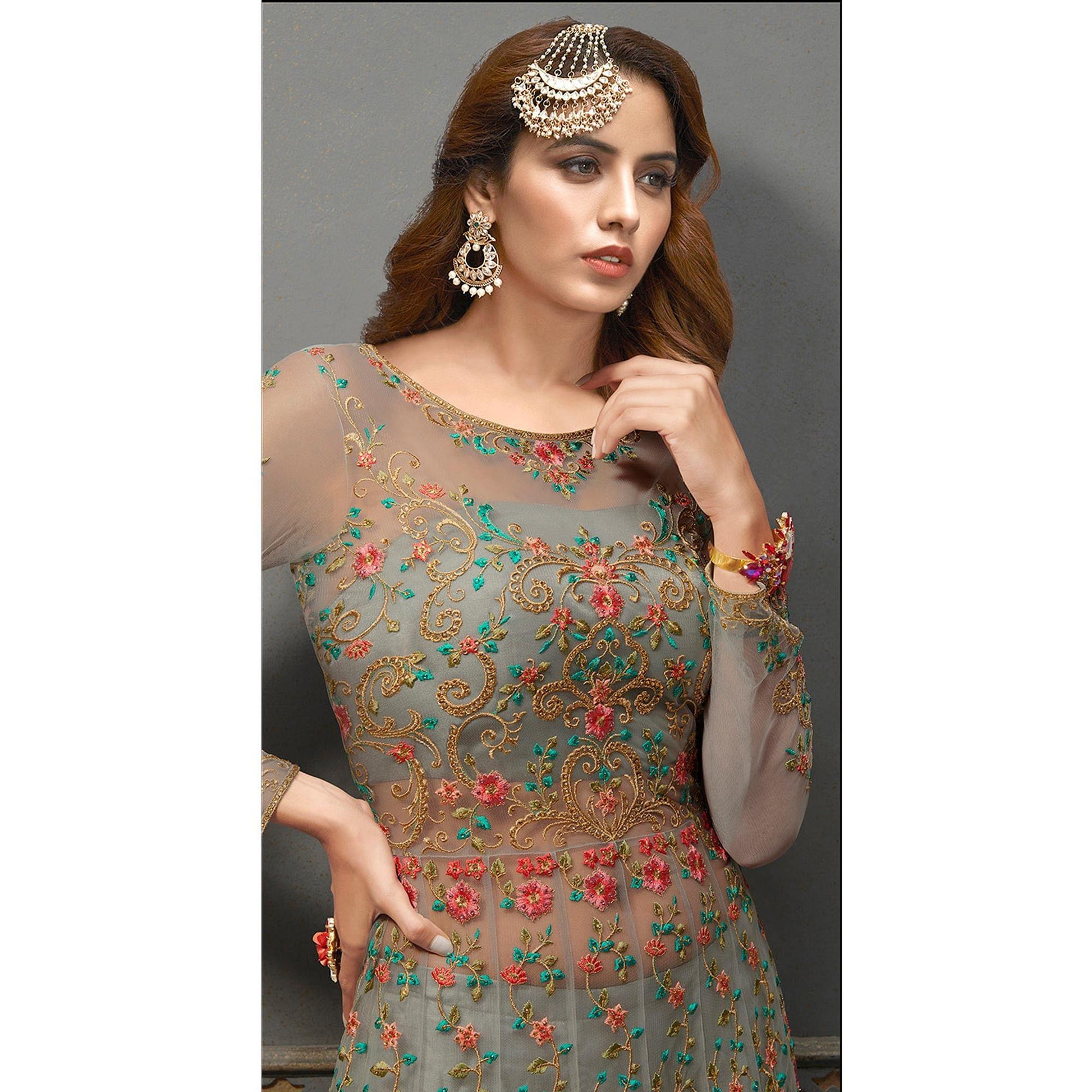 grey-partywear-floral-embroidered-handwork-soft-net-gown-128483