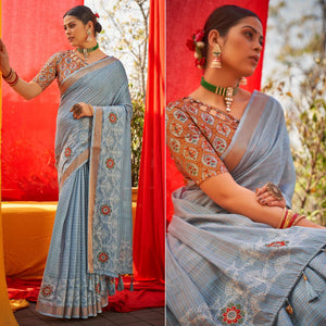 grey-floral-embroidered-linen-saree-144889