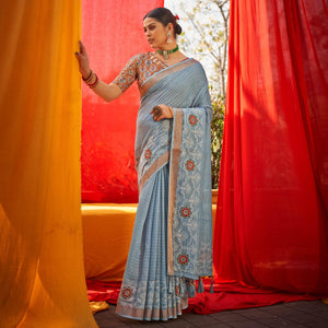 grey-floral-embroidered-linen-saree-144889