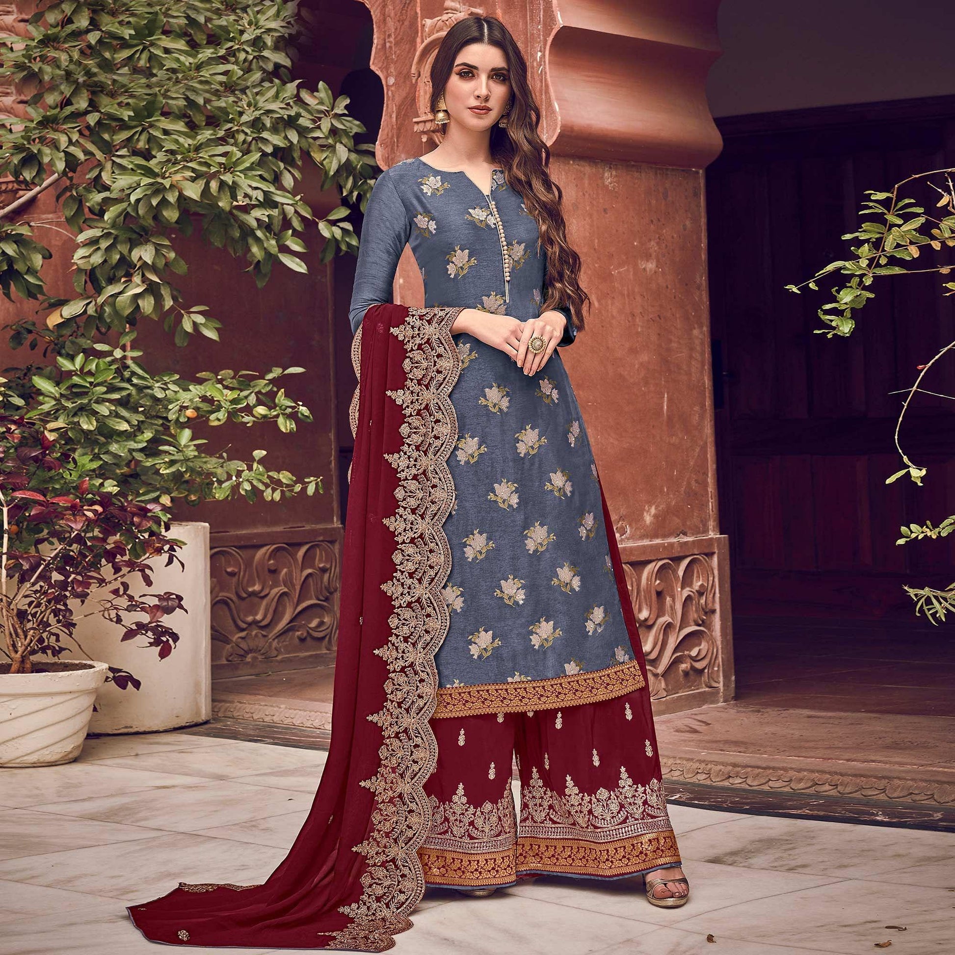 grey-floral-embroidered-pure-dola-jacquard-partywear-suit-123063