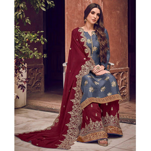 grey-floral-embroidered-pure-dola-jacquard-partywear-suit-123063