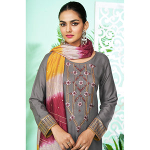 grey-floral-embroidered-rayon-kurti-pant-set-145321
