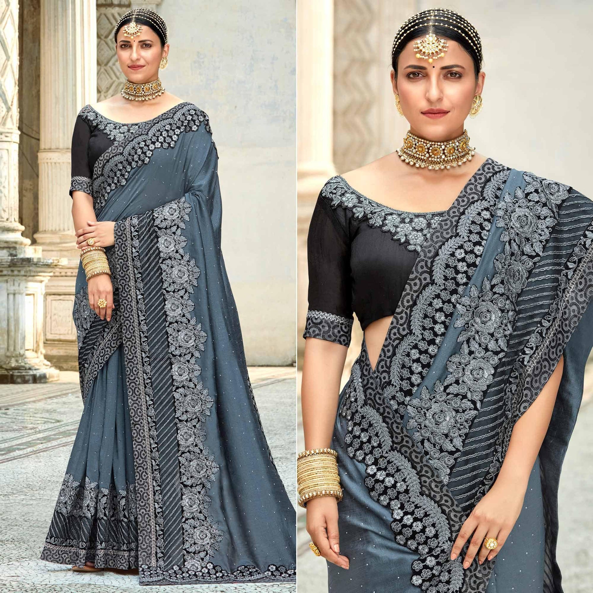 grey-floral-embroidered-vichitra-silk-saree