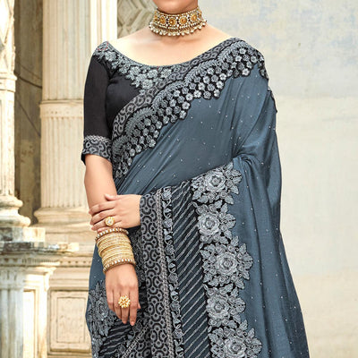 grey-floral-embroidered-vichitra-silk-saree