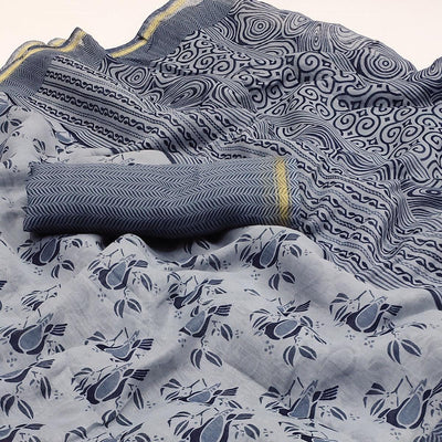 grey-floral-printed-cotton-blend-saree