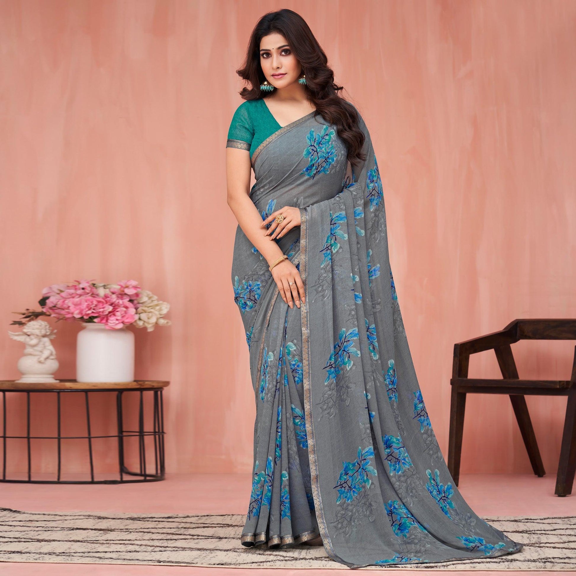 grey-floral-printed-georgette-saree-3