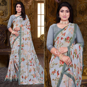 grey-floral-printed-georgette-saree