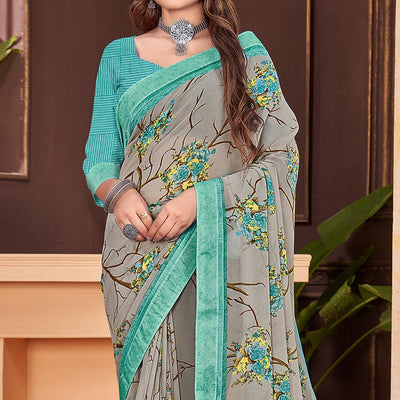 grey-floral-printed-georgette-saree-4