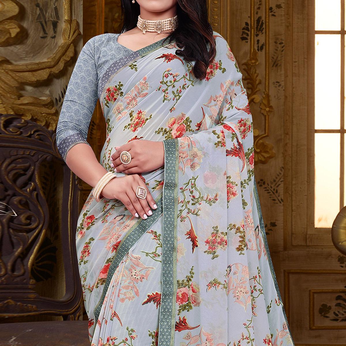 grey-floral-printed-georgette-saree