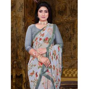 grey-floral-printed-georgette-saree