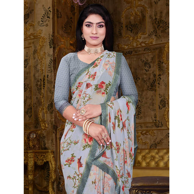 grey-floral-printed-georgette-saree