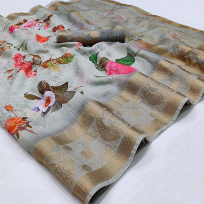 grey-floral-printed-linen-saree-144381