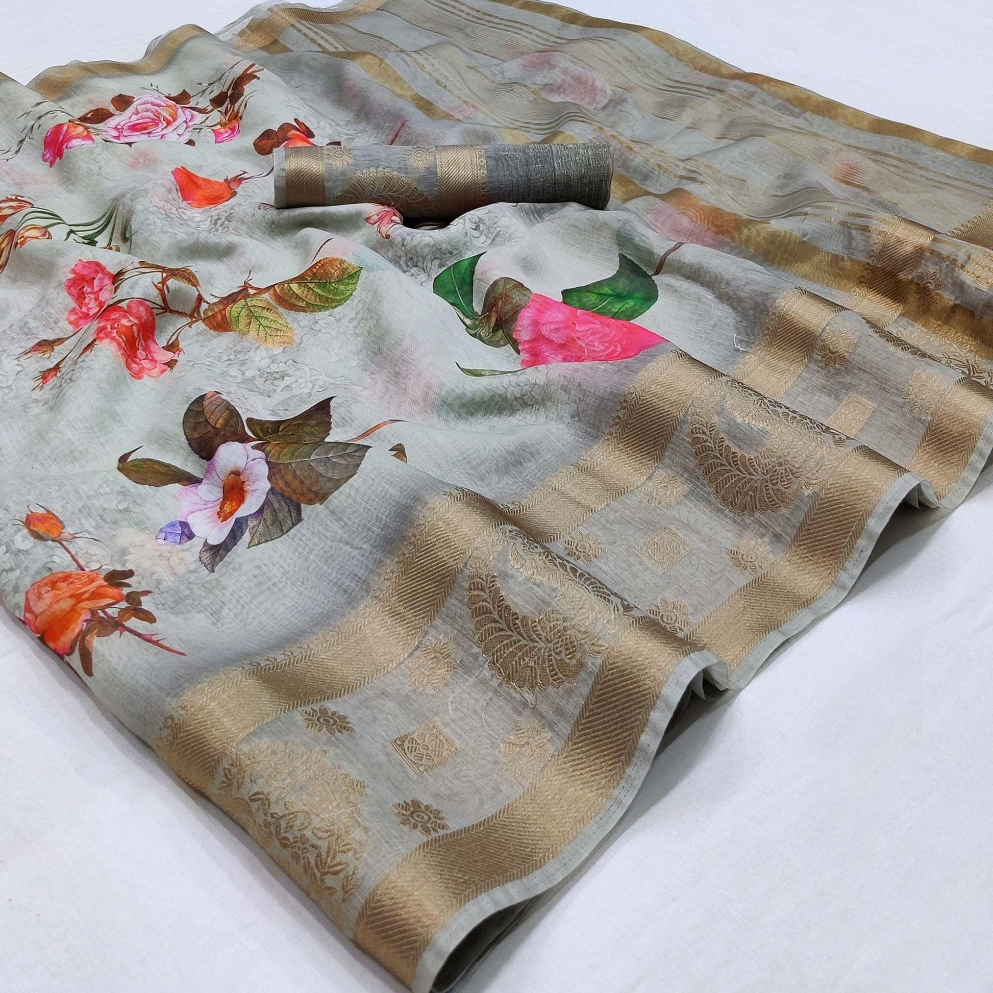 grey-floral-printed-linen-saree-144381