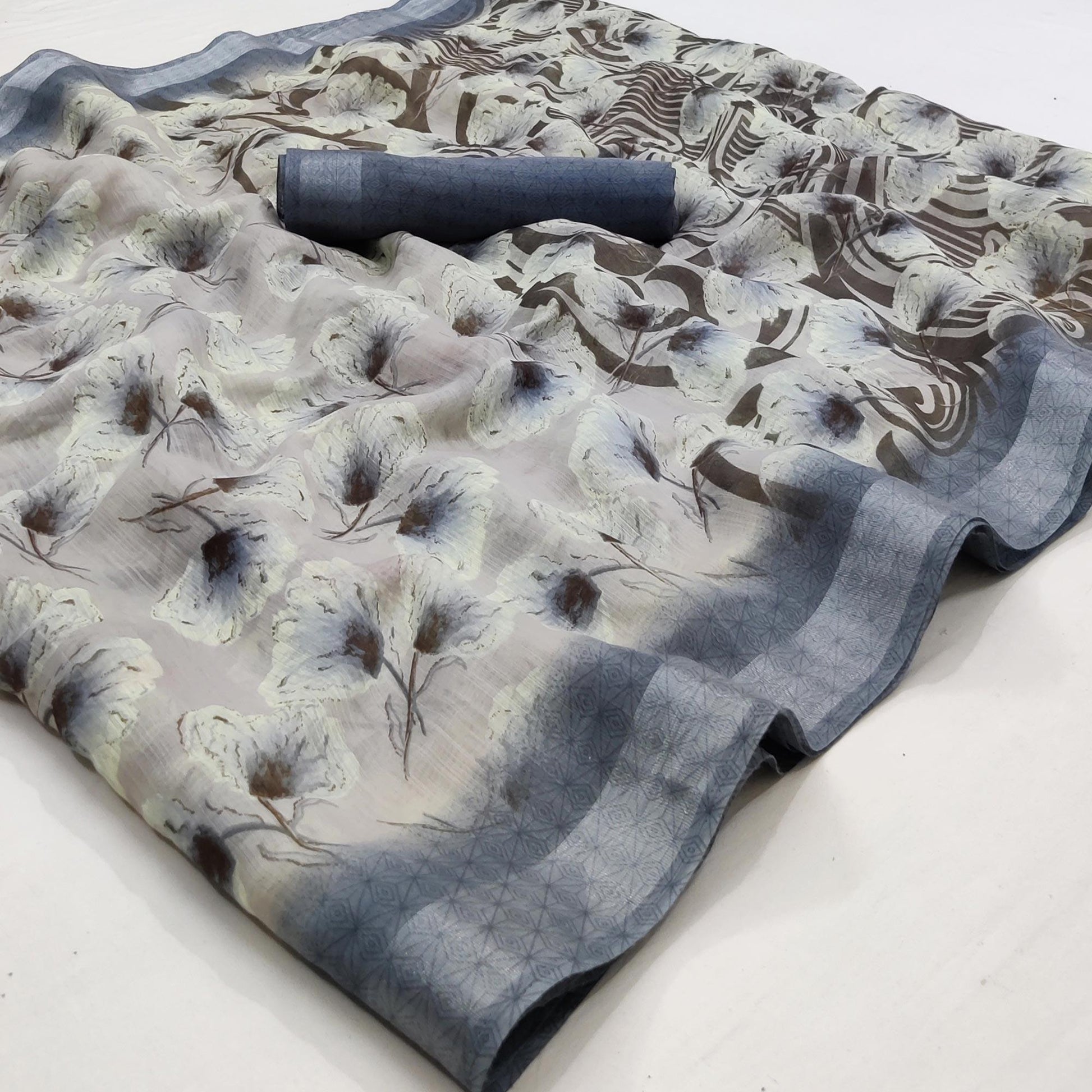 grey-floral-printed-linen-saree-145013