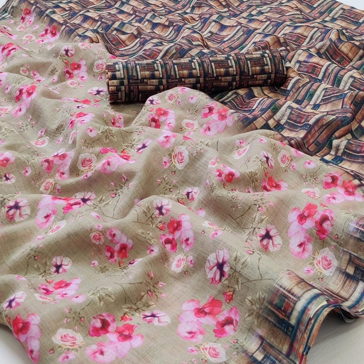 grey-floral-printed-linen-saree-145056