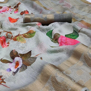 grey-floral-printed-linen-saree-144381