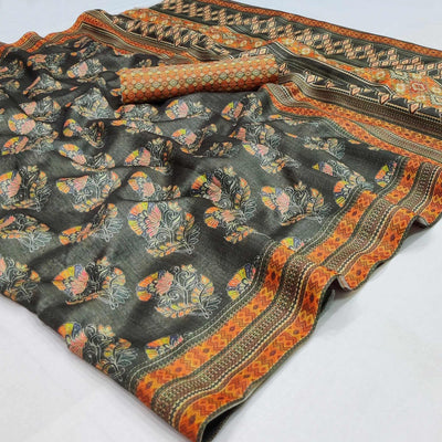 grey-floral-printed-pure-cotton-saree-145030