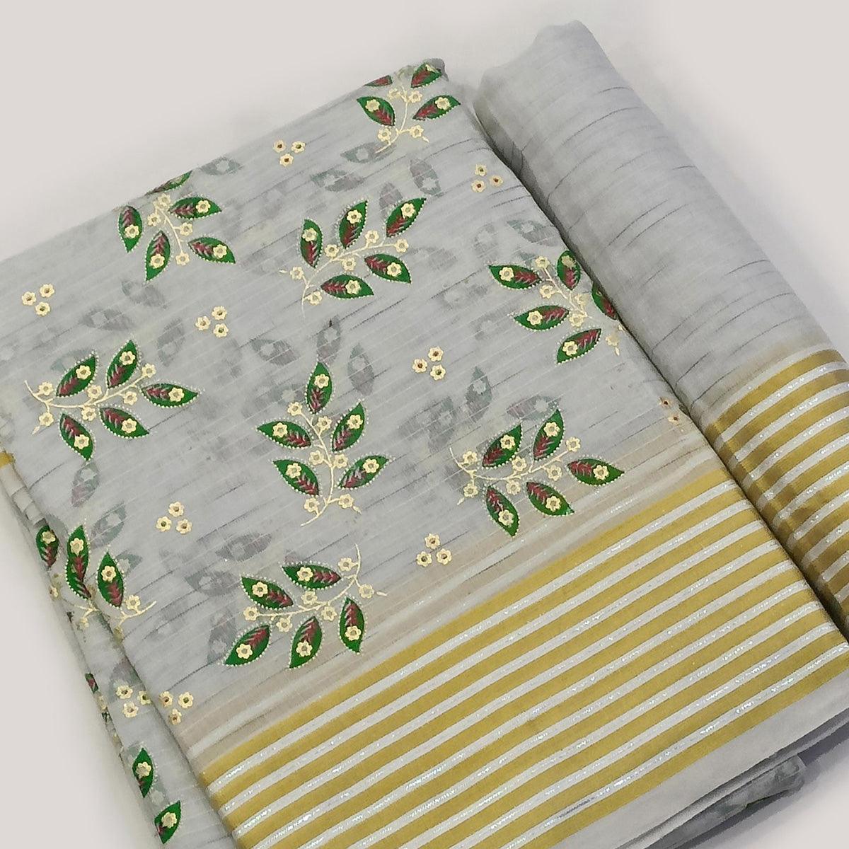 grey-floral-printed-pure-cotton-saree