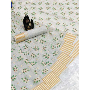 grey-floral-printed-pure-cotton-saree