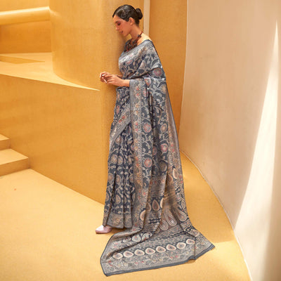 grey-floral-woven-art-silk-saree