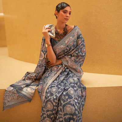 grey-floral-woven-art-silk-saree