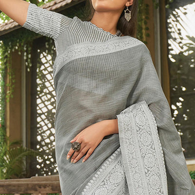 grey-floral-woven-linen-saree-144139