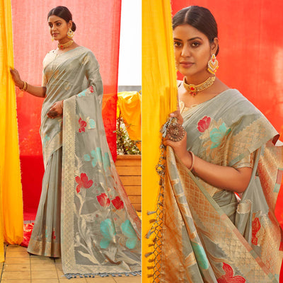 grey-floral-woven-organza-saree