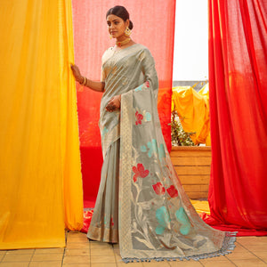 grey-floral-woven-organza-saree