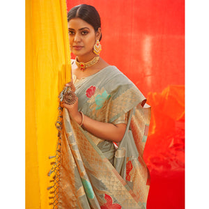 grey-floral-woven-organza-saree